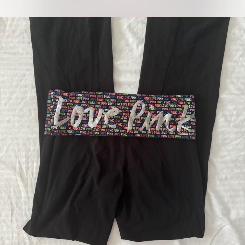 Victoria’s Secret PINK “Love Pink” Foldover Flare Leggings (Rare Y2K!)